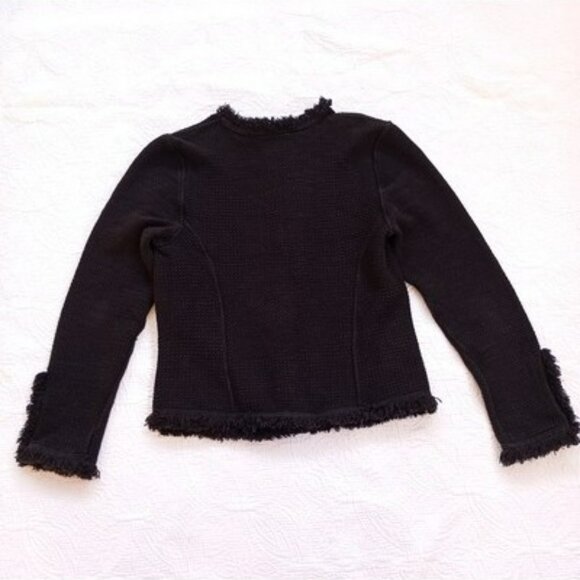 Nic+Zoe Jacket Black Textured Open Front Fringe Trim & Snap Cuff Detail Size XS - Picture 8 of 15